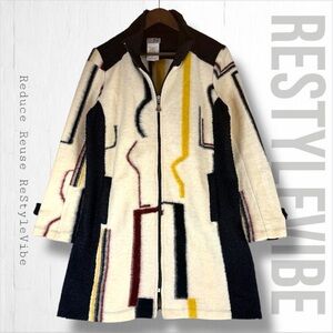 ZOE Women’s Size M Coat Jacket Multicolor Design Zipper Front Peacoat Style